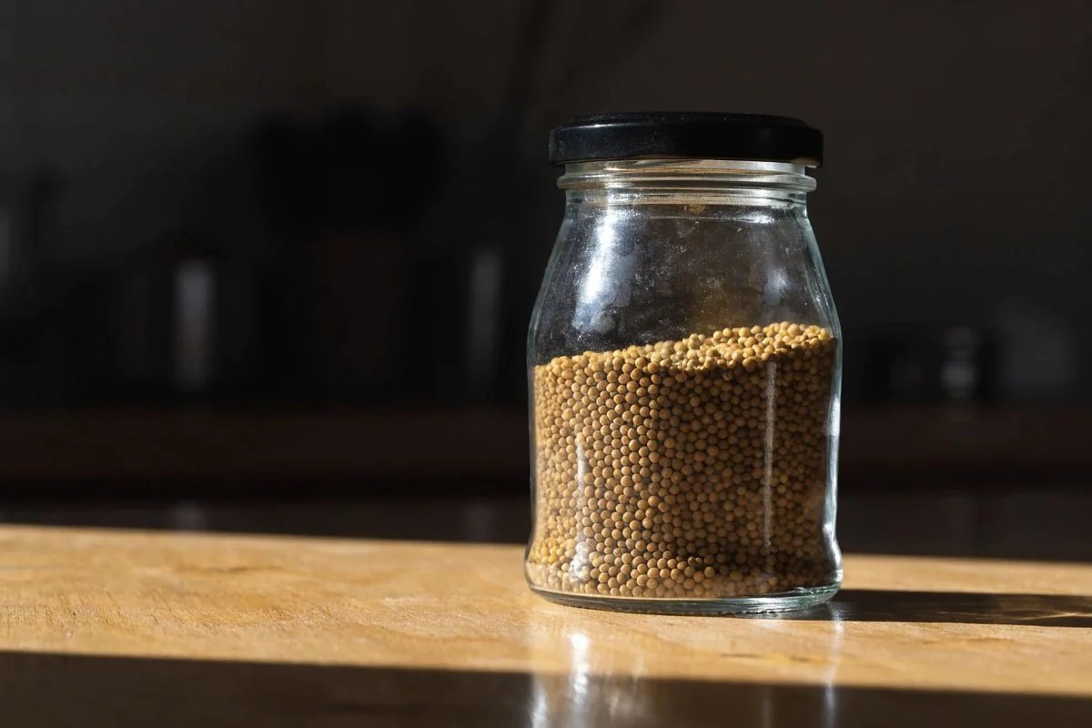 Mustard seed in a jar.
