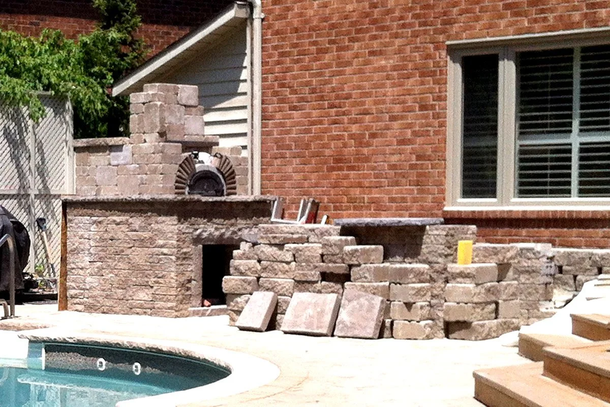 The Smokehouse outdoor kitchen, mid-construction.