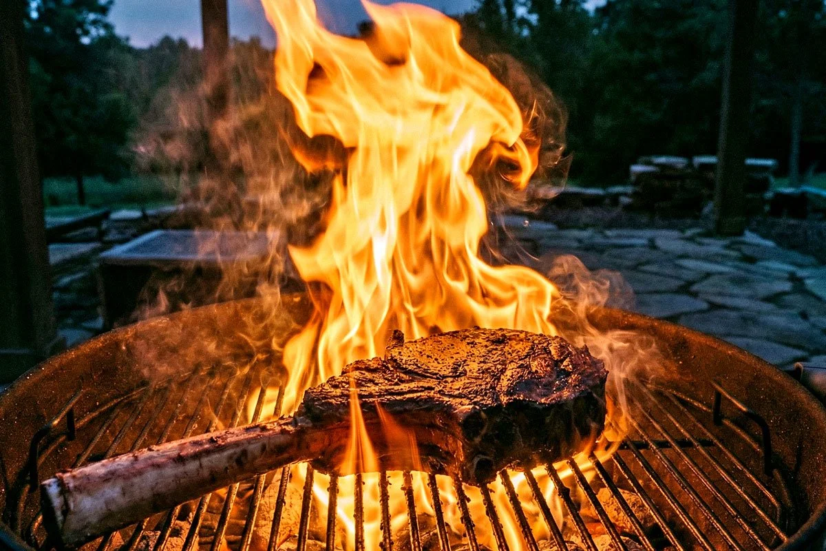 Tomahawk Steak over charcoal.