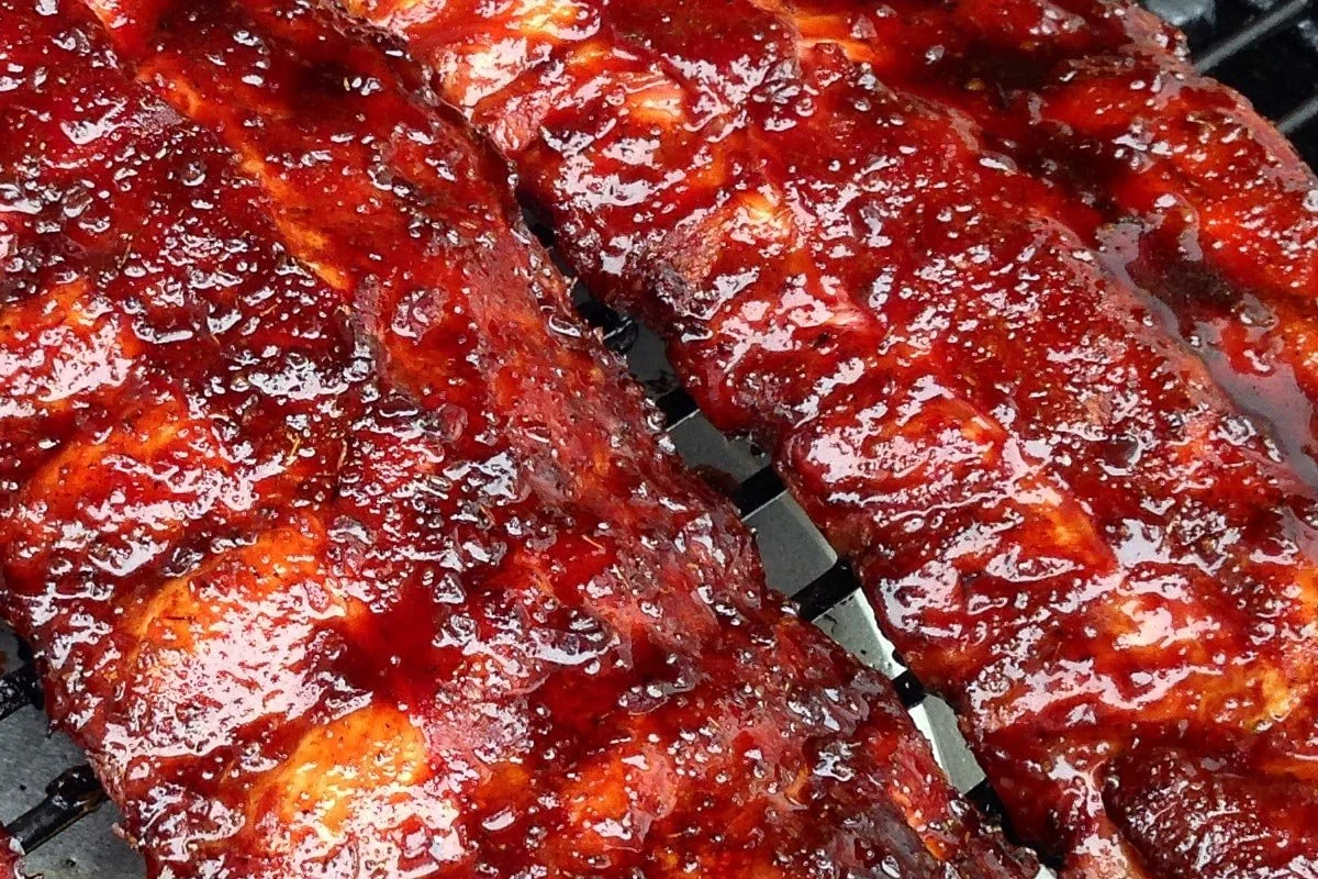 Baby Back Ribs on a smoker.