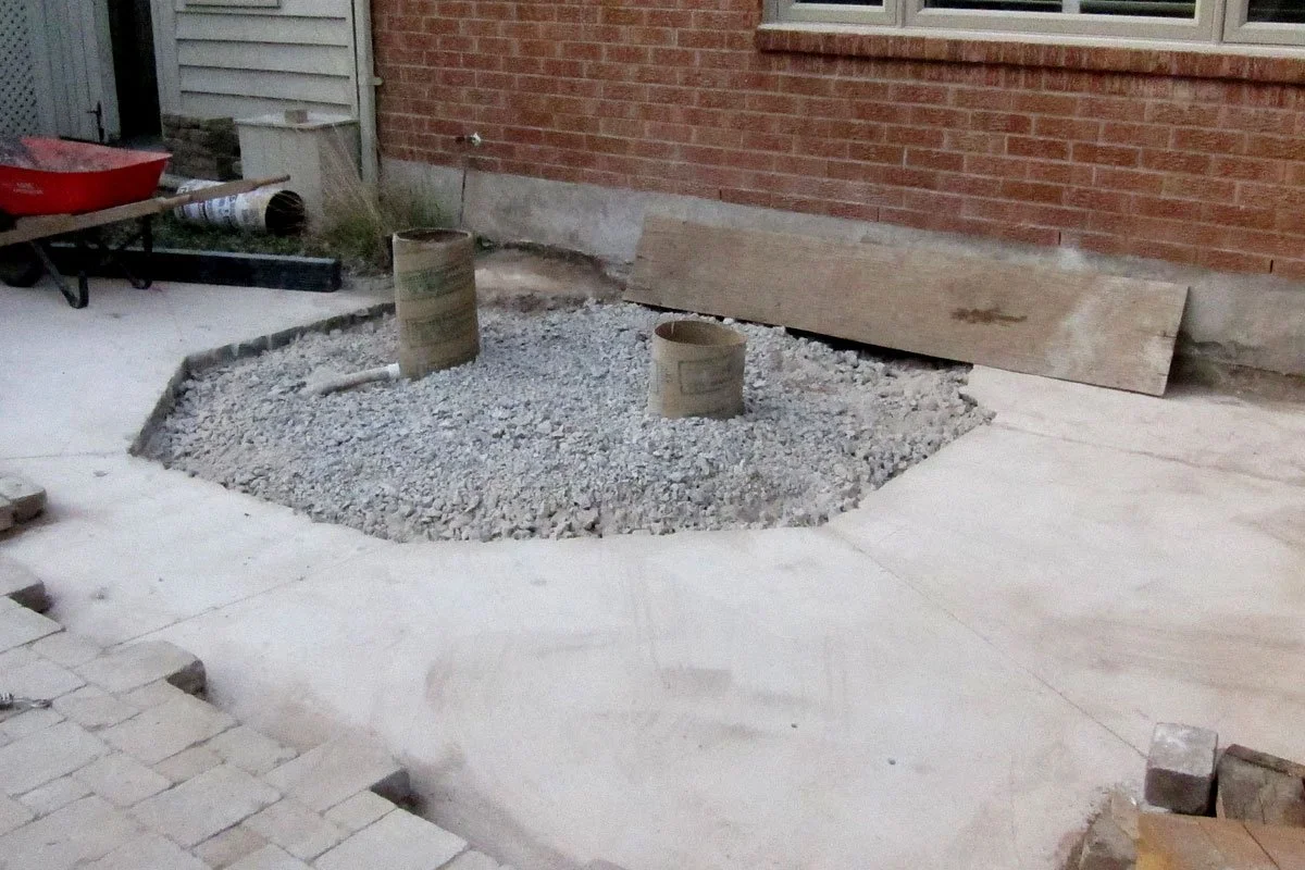 The Smokehouse under construction, sono tubes.