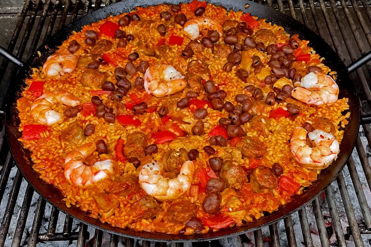 Spanish paella by leading Canadian BBQ Chef Mike Belobradic in Oakville, Ontario.