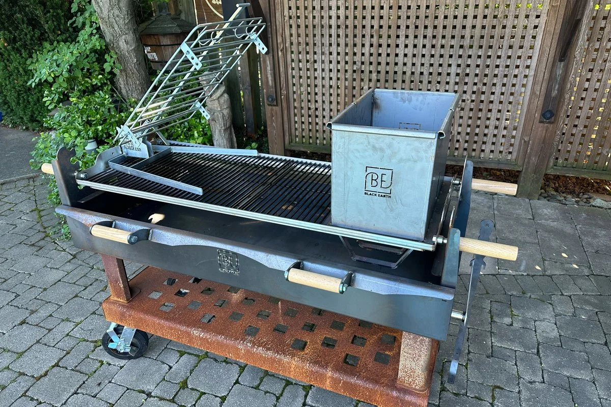 Asador iron cross on Black Earth Grills Gaucho 53.