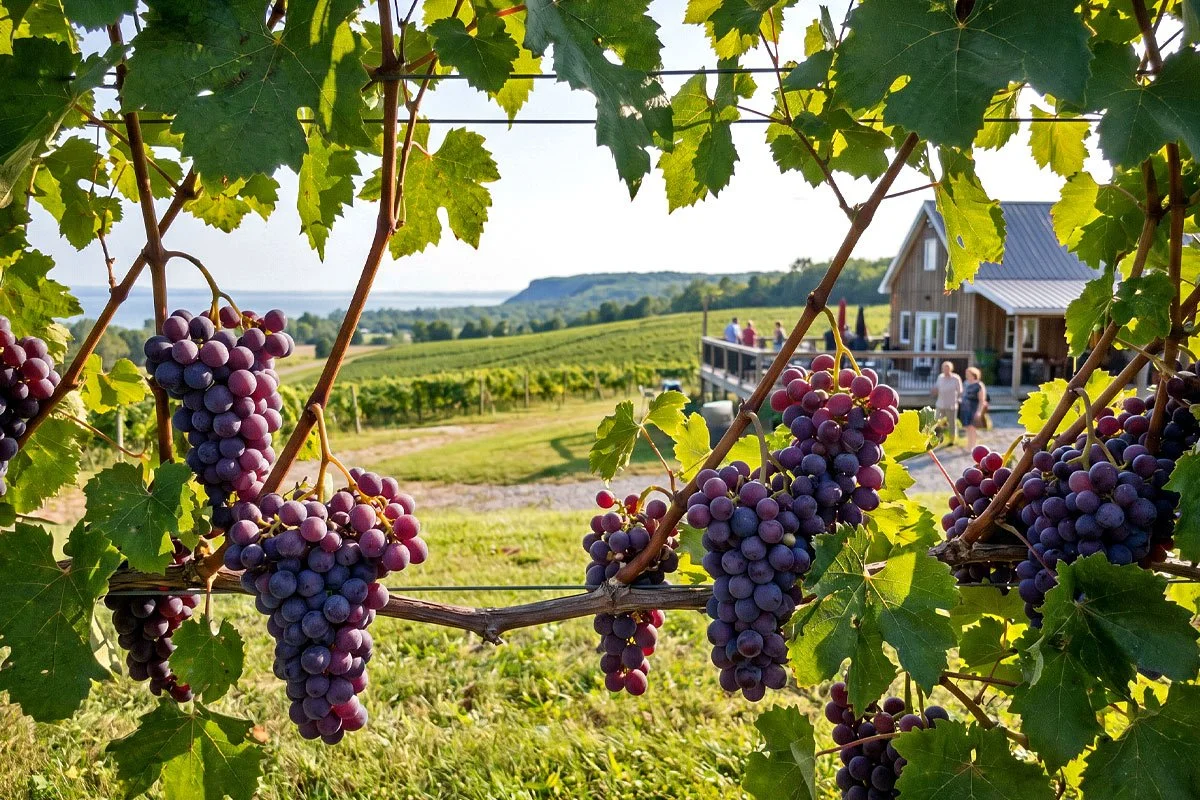 Pinot Noir grapes in Niagara.