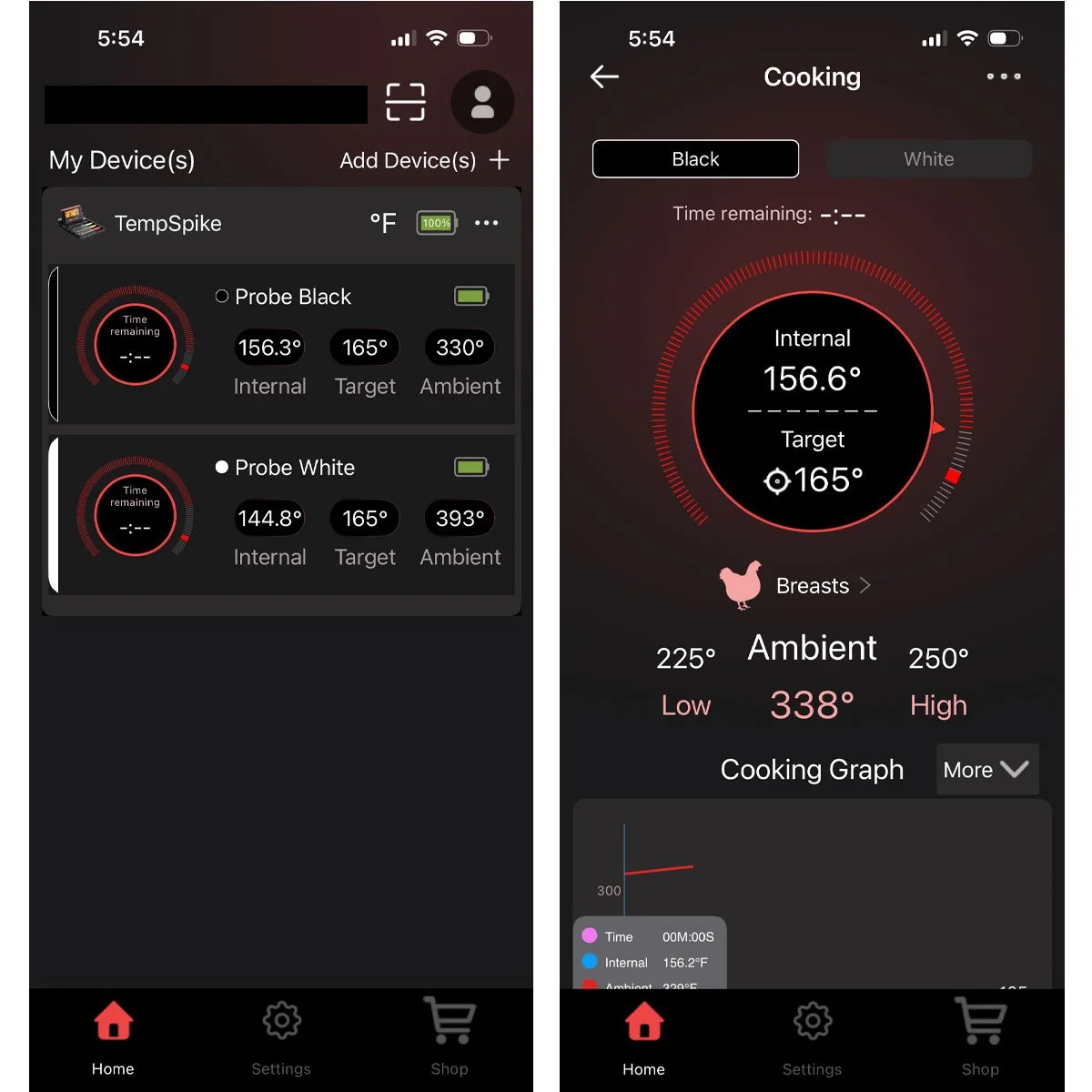 ThermoSpike TP980 screenshots from the app.