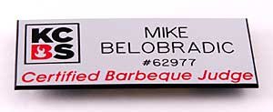 Mike Belobradic, KCBS Barbecue Judge badge.