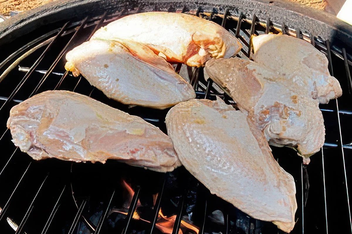 Brined Huli Huli Chicken on the grill.