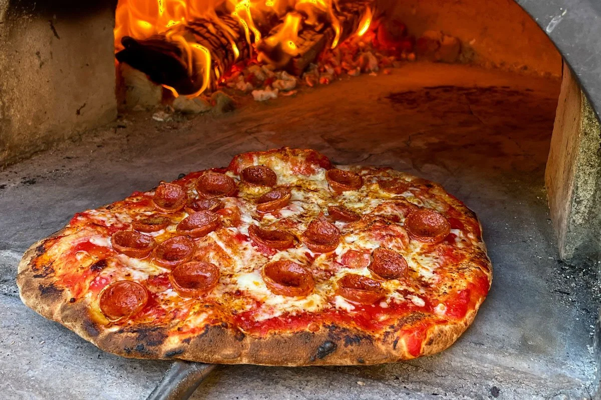 Brick oven pizza by Mike Belobradic.