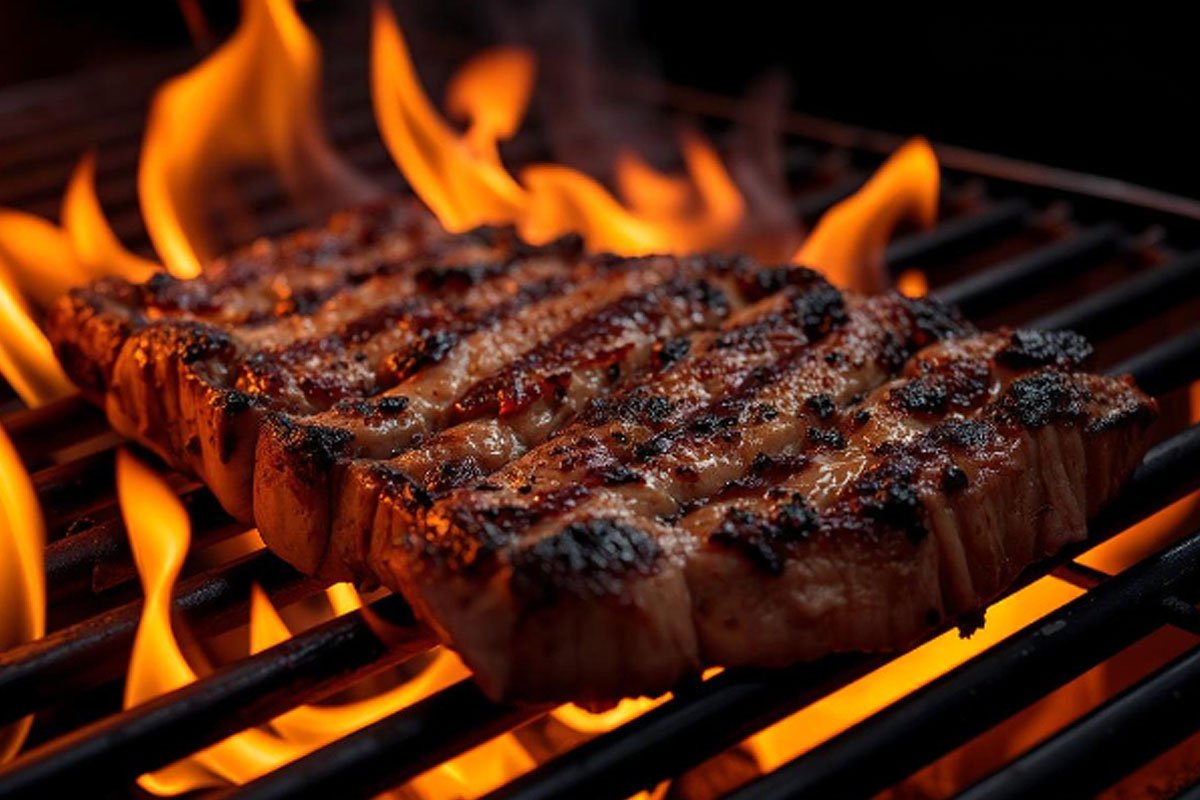 Burned New York Strip steak.