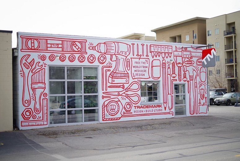 Realized I never shared the finished piece of the largest mural I&rsquo;ve ever designed! How lucky am I to work somewhere amazing like @trademark.design.build where they let me design a mural for their exterior?! 🤩

Luckily I had my entire team to 