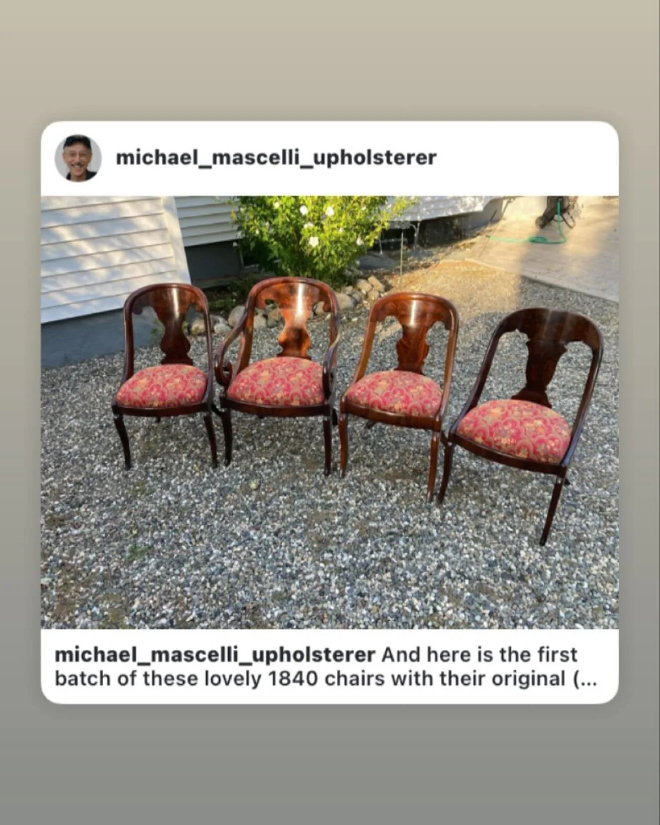 Here are the seats in the last post with the new seat frames upholstered by #michael_mascelli_upholsterer
