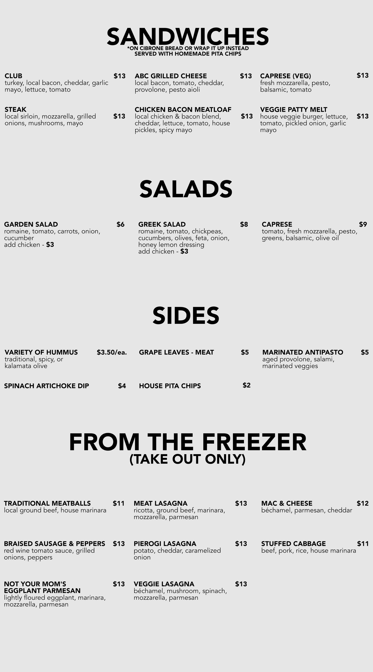 Menu 1 — Above & Beyond Catering and Kitchen
