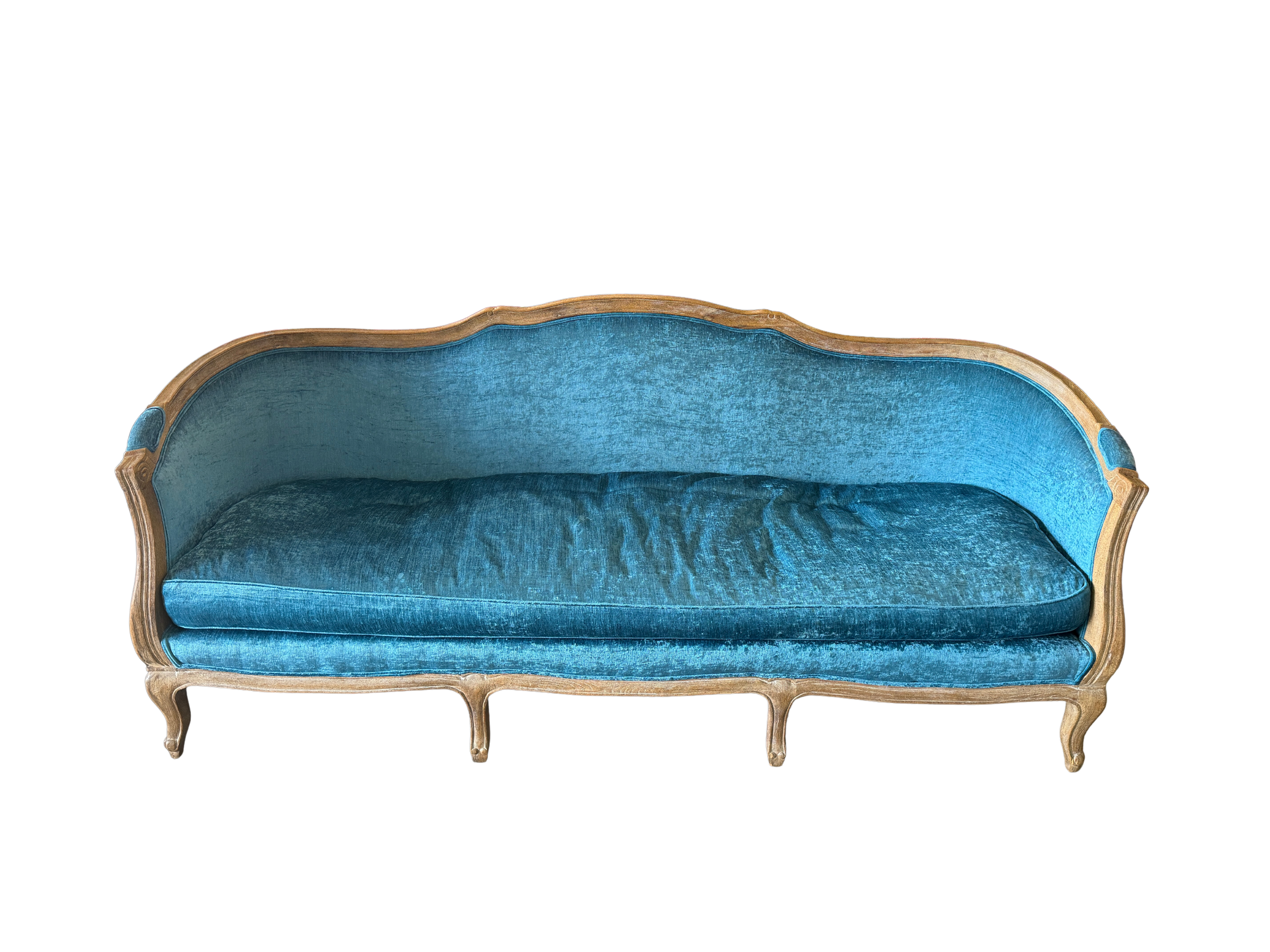 Aqua velvet vintage sofa rent houston