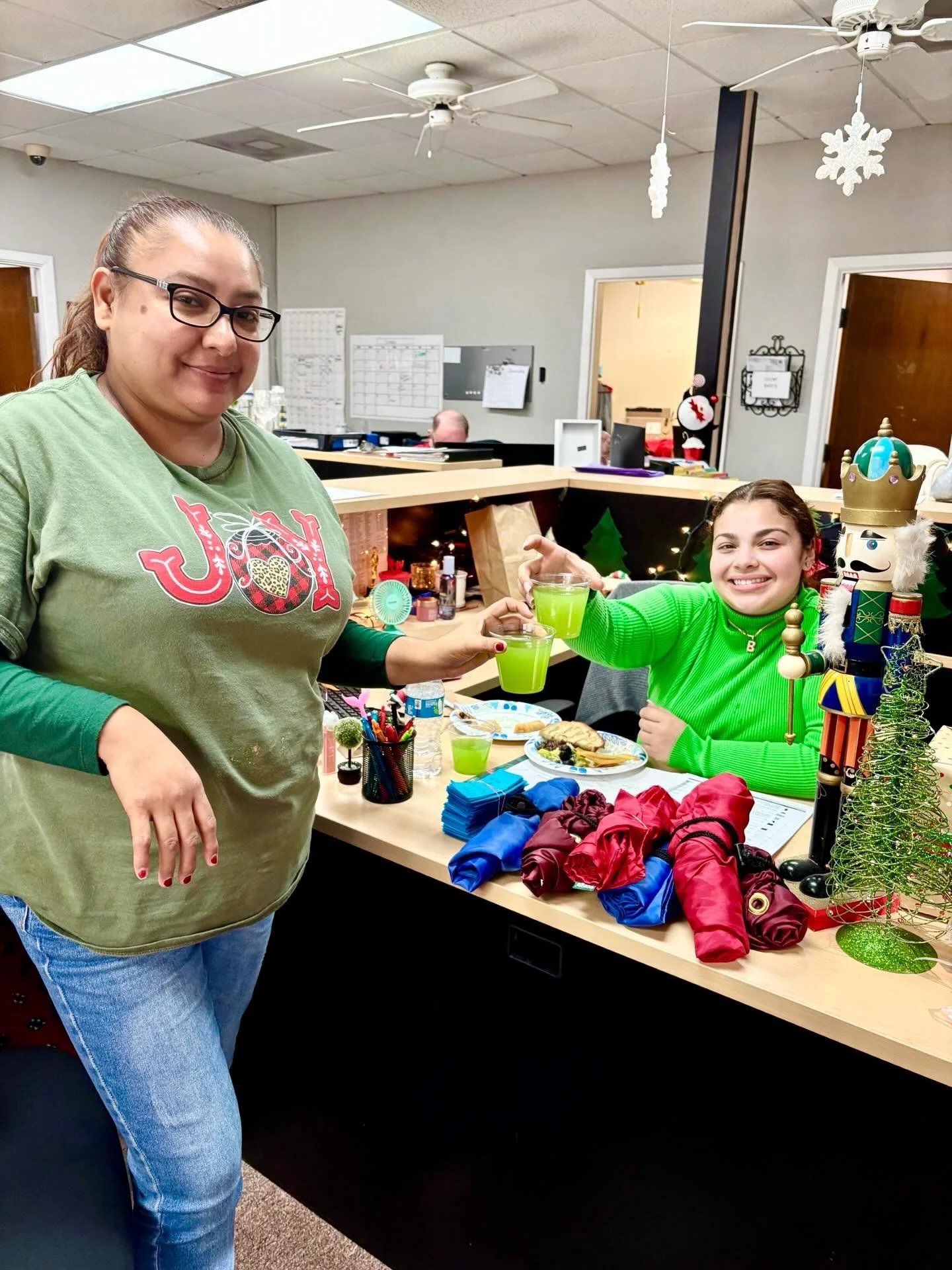 Today was Wear Grinch Green Day in the office, and our company potluck made it even better! Of course, we had to celebrate with green drinks to match. Feeling festive and grateful for this amazing team. Happy holidays! 💚🎄