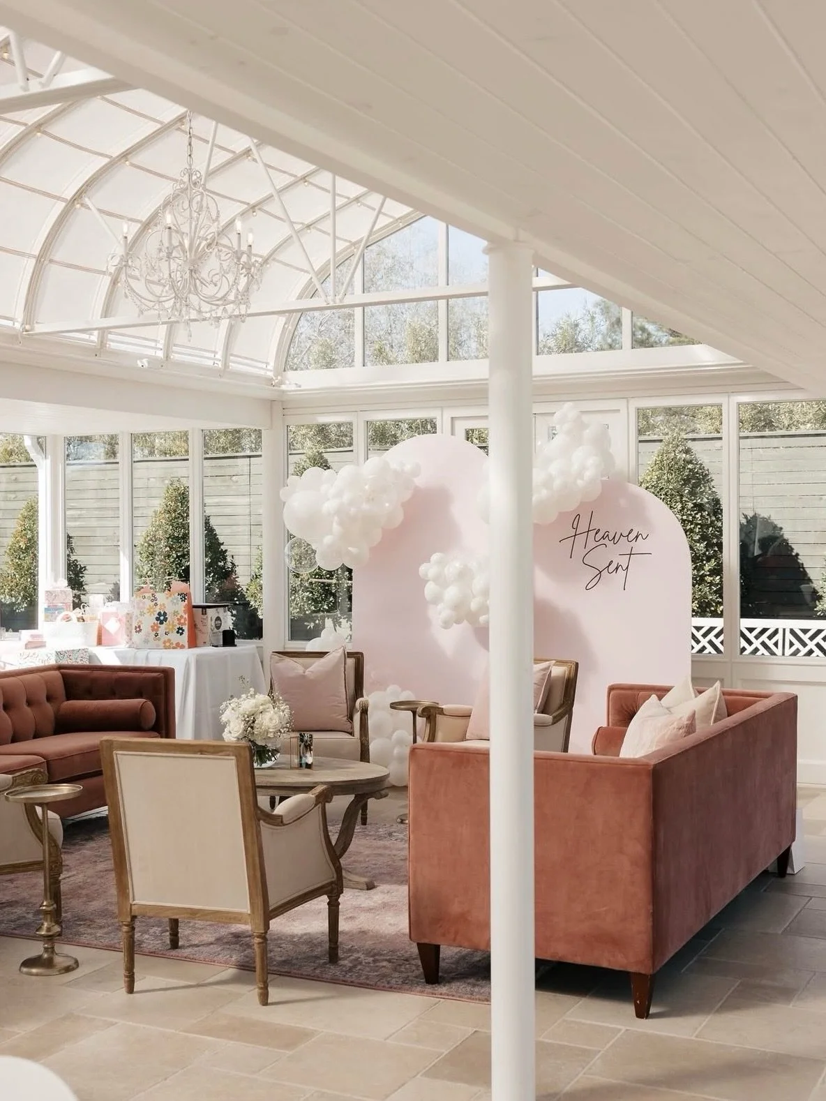 Heaven sent and sweet as can be, celebrating a little angel on the way. 💗 Loved being part of this dreamy setup for such a special day! 👶🍼🎀

Furniture rentals: us, of course!
Mama to be: @abbycreamerr
Backdrop and Balloons: @burnsy.pop
Venue: @th