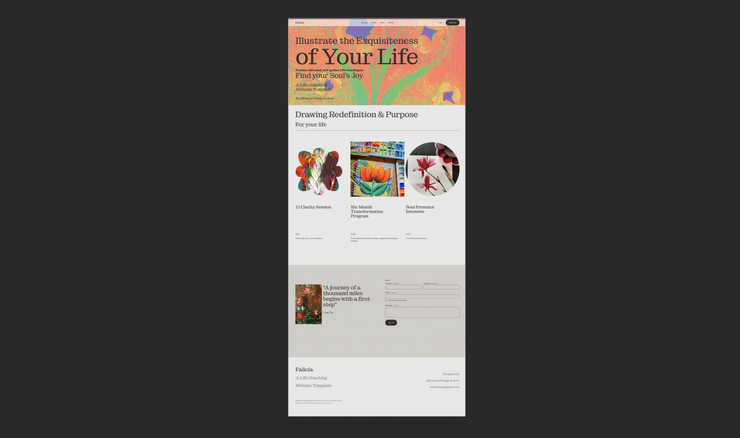 The entire Falicia homepage