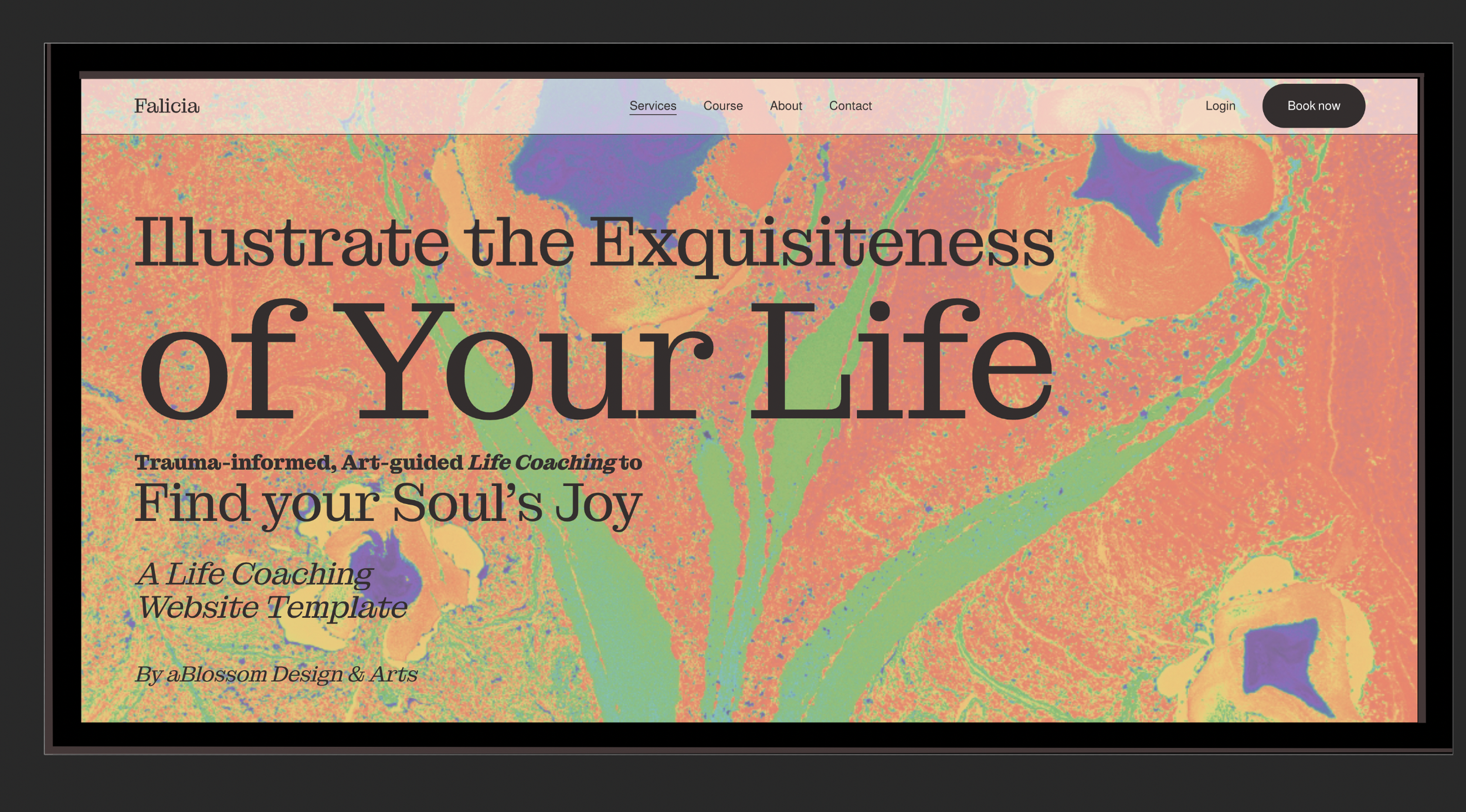 The main image of the Falicia website template is meant to draw attention and meaning