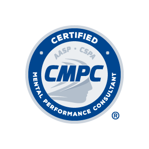 The CMPC logo, a circular badge with a blue border, contains the text 'Certified Mental Performance Consultant' around the edge and the CMPC abbreviation in the center with a stylized swoosh.