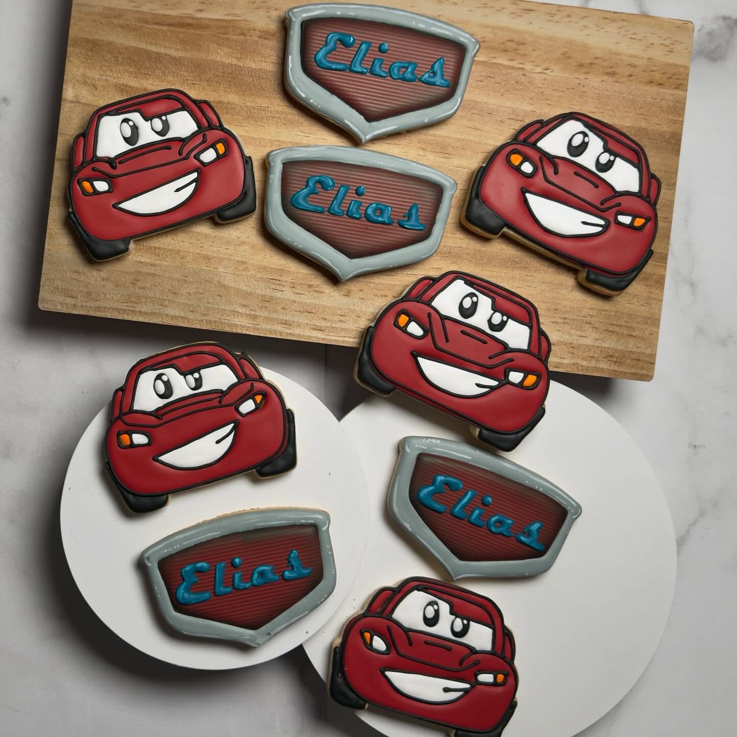 Start your engines and rev up your taste buds with our Red Hot Racer Sugar Cookies! For legal reasons I have to call these red hot racer cookies. 😉😉 These handcrafted cookies feature sleek red race cars complete with stylish name plaques&mdash;just