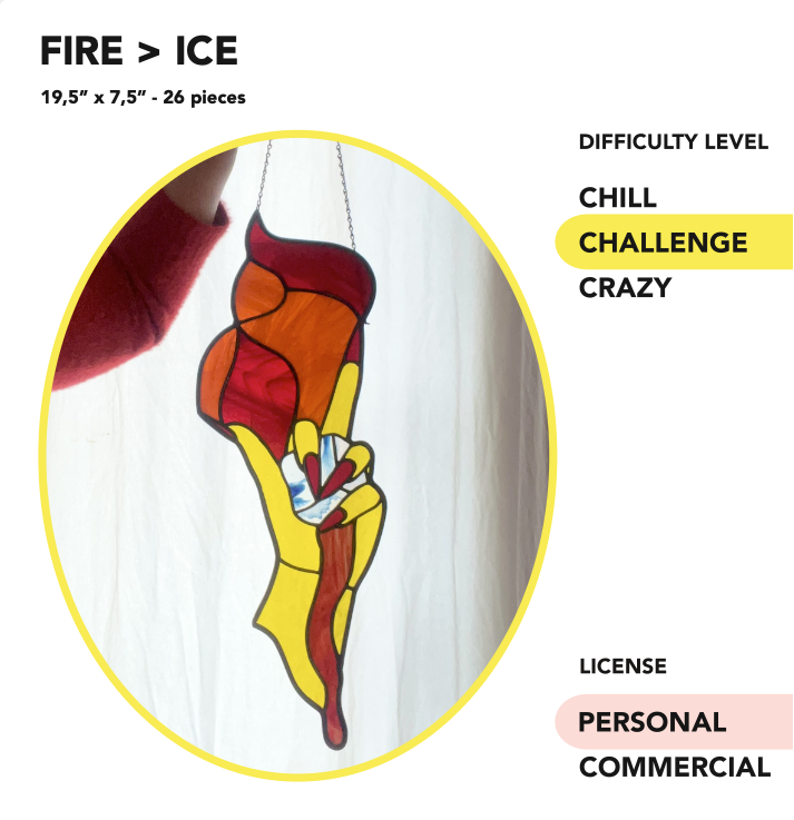 FIRE > ICE - Stained Glass Pattern - Challenge - Personal License - Downloadable pdf
