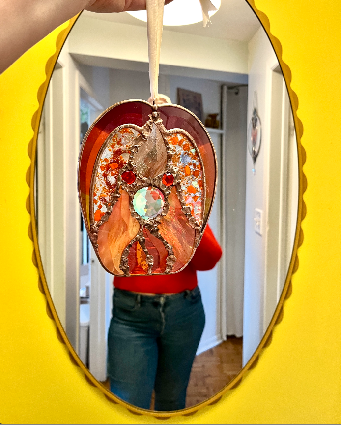 Sacred Fire - Bevels w/ handmade glass and dichroic gem - Made in Montreal