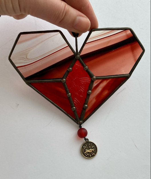 Zodiac Hearts - Stained Glass Sun Catcher - Handmade in Montreal