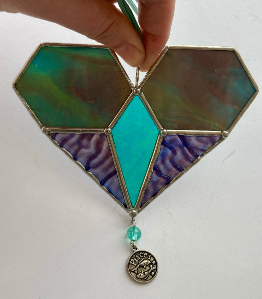 Zodiac Hearts - Stained Glass Sun Catcher - Handmade in Montreal