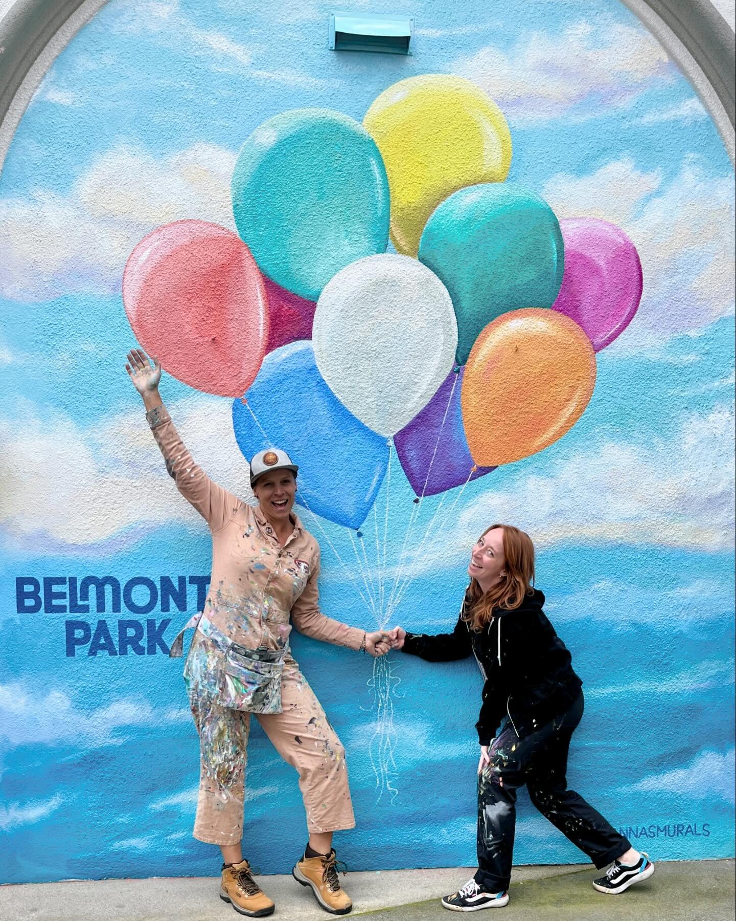 I painted 2 big murals at Belmont Park this week for their Belmont in Bloom Festival. I had, count &lsquo;em, 4 awesome helpers along the way. 
We listened to lots of censored pop hits, heard hours of gleeful screams from the rides, and I even saw a 