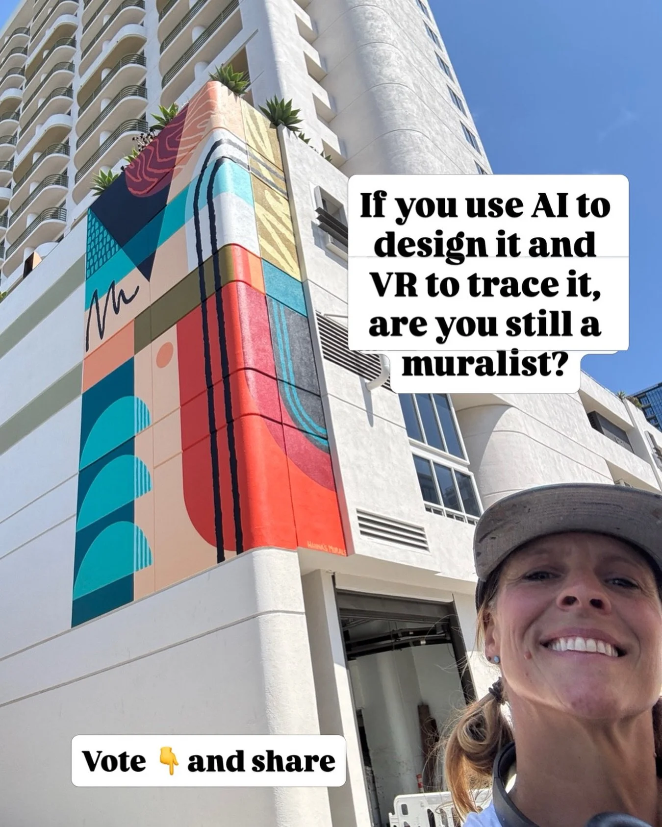If you use AI to design it and VR to trace it, are you still a muralist?