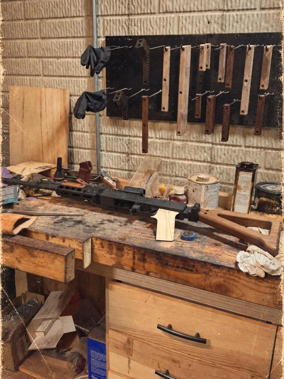 Filling orders and working on new designs.  These days are getting shorter and it&rsquo;s getting harder to find time for IG posts.  New AK grip soon. 🤞