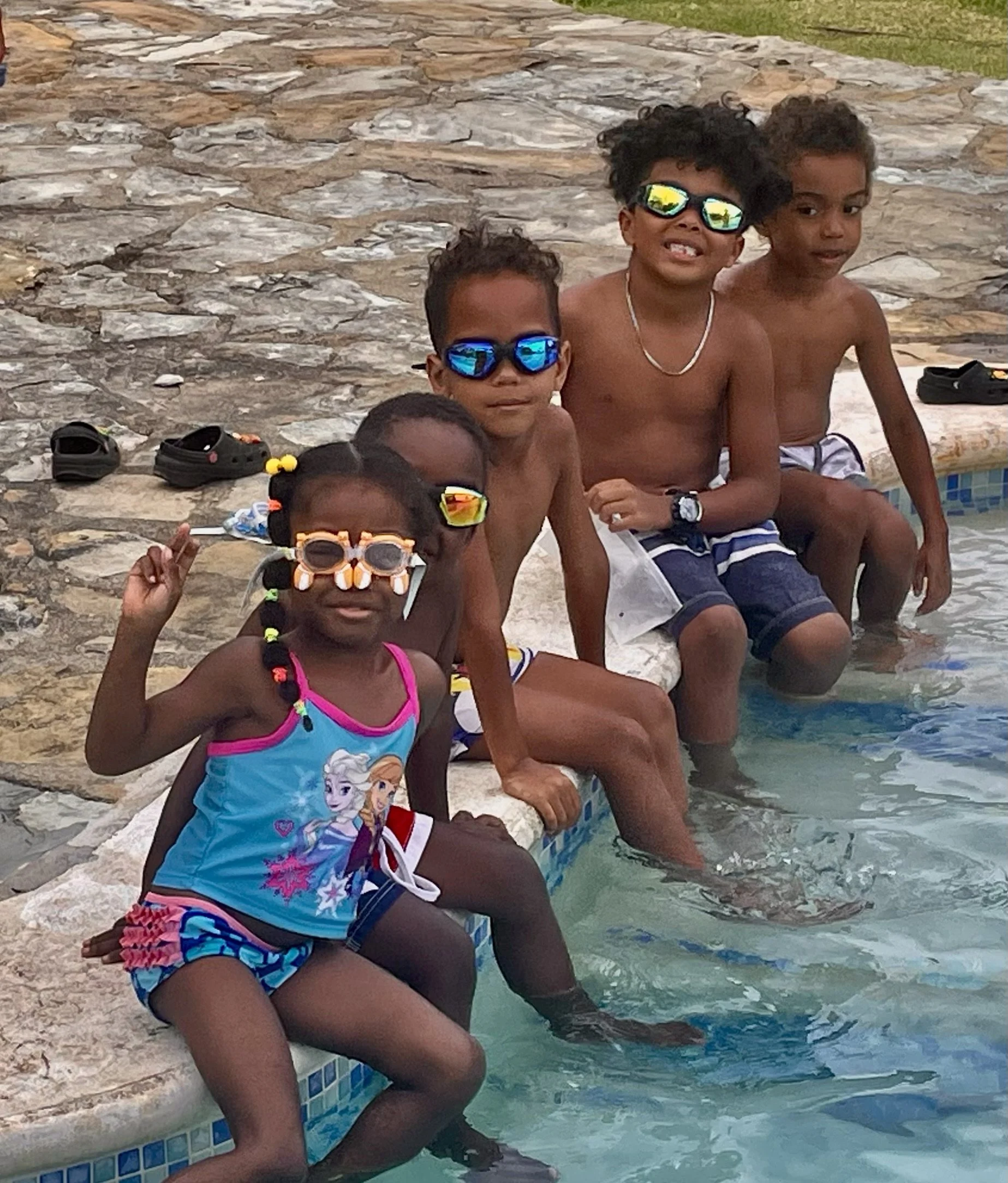Five students learning to swim