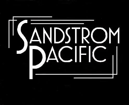 Sandstrom Pacific logo in white on a black background.