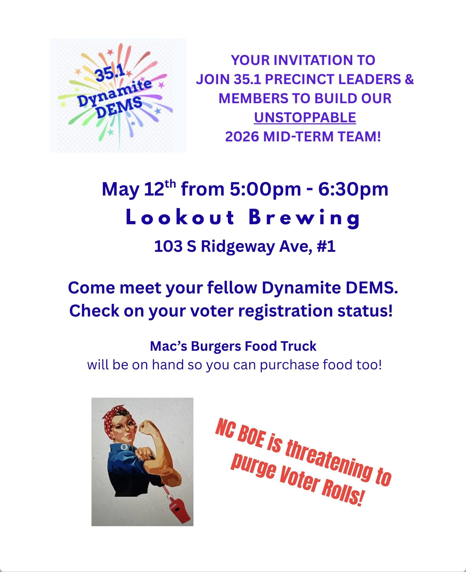 Precinct 35.1 Social and Registration Check — Buncombe Dems
