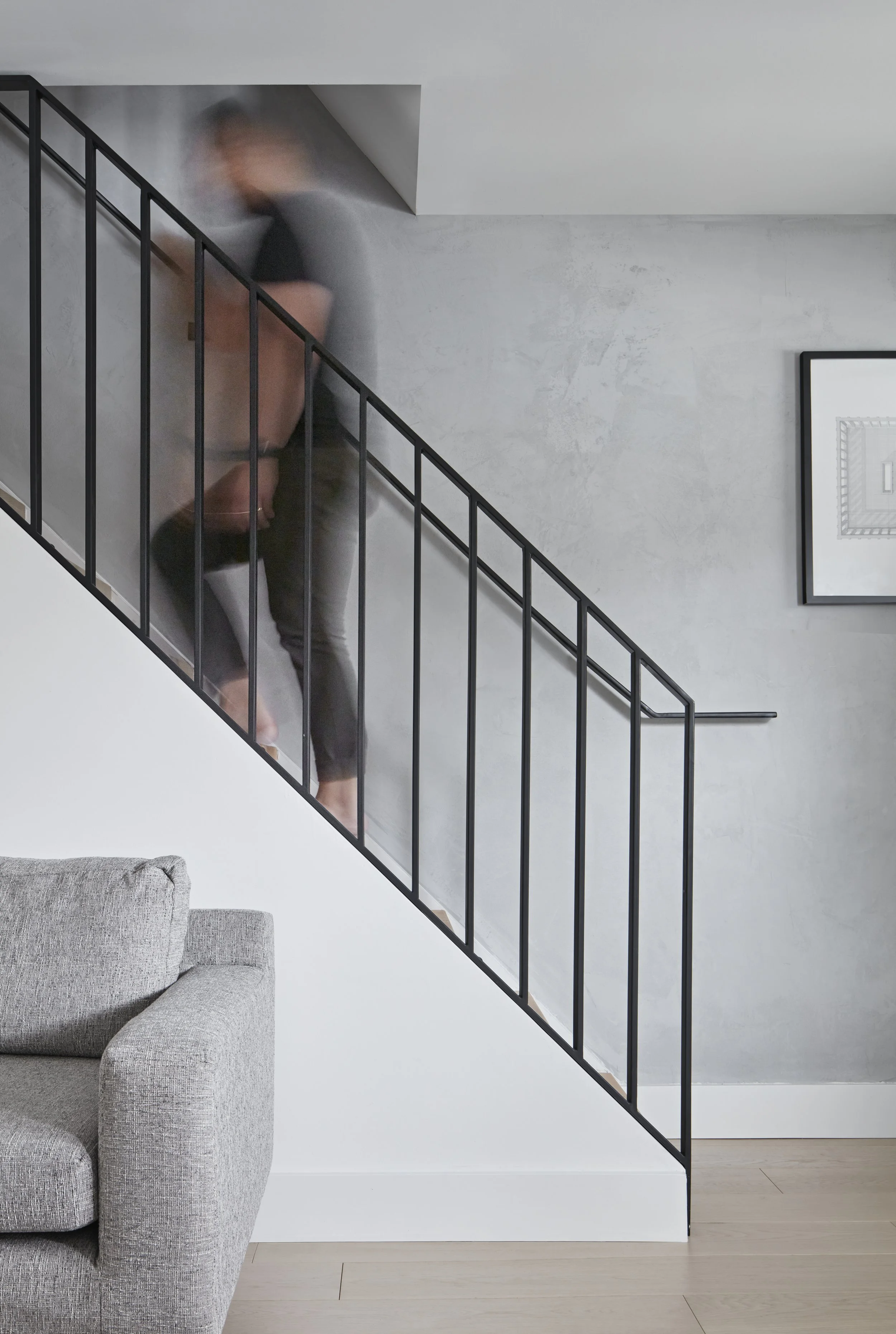 Residential black metal staircase design