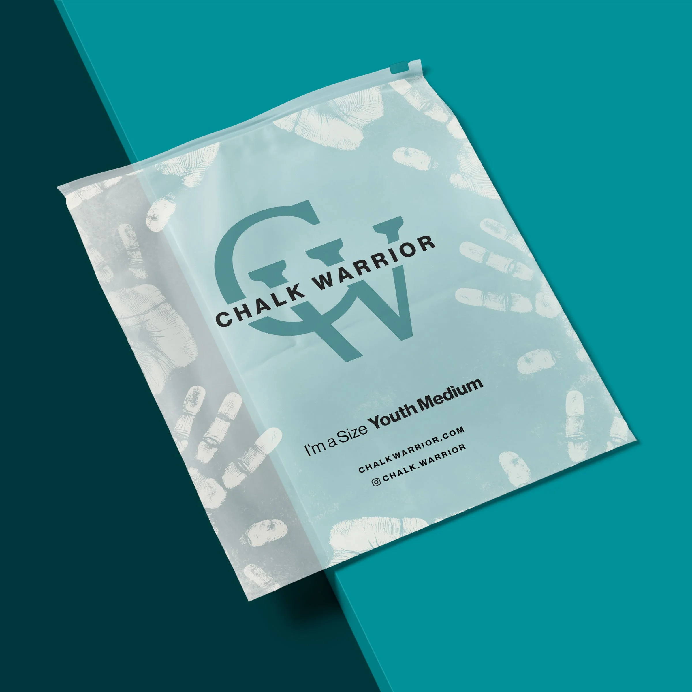 Chalk Warrior branded zipper bag to hold leotards