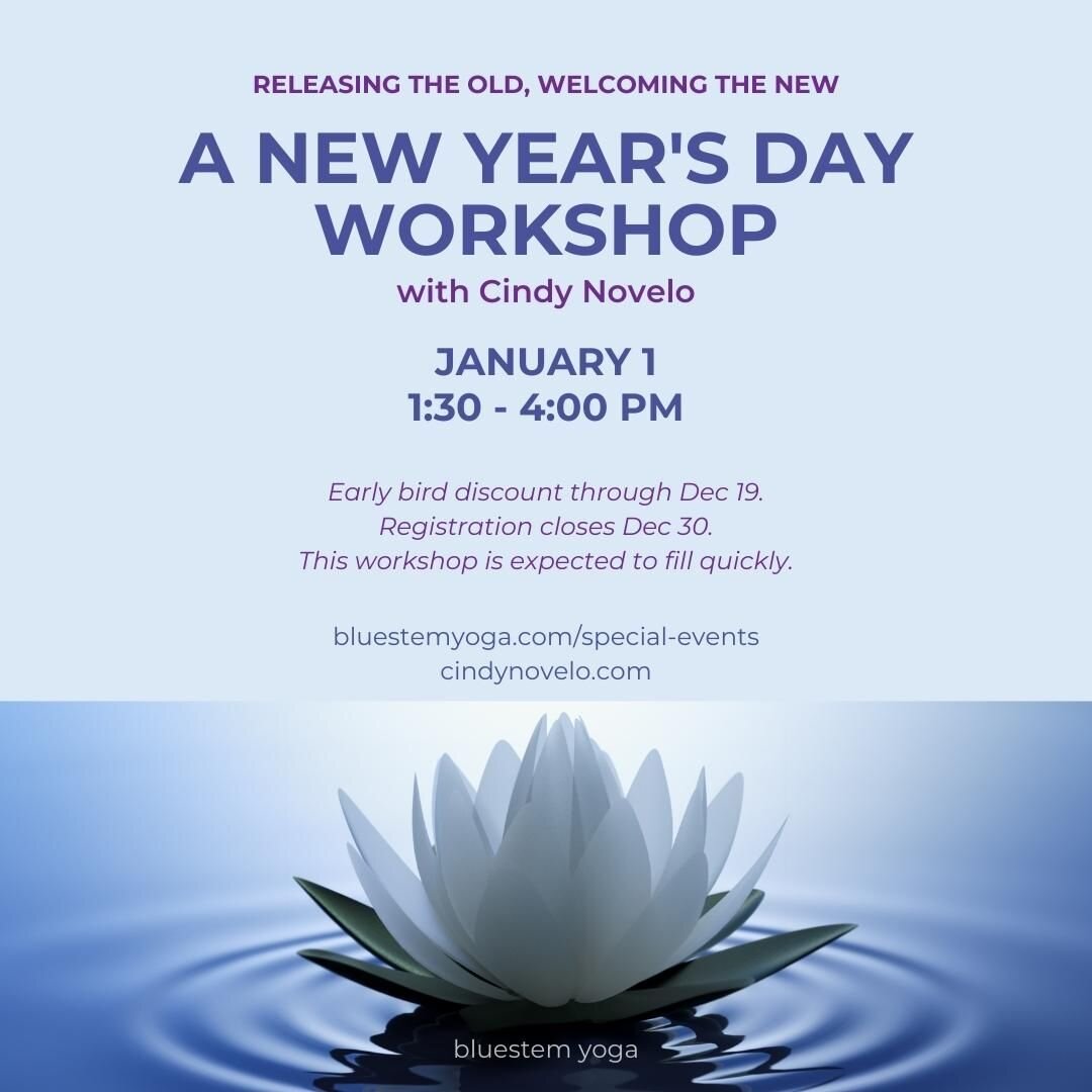 In person again!  Grab a spot before they're gone!  Early bird discount ends Dec 19.

The end of one year and the beginning of another is such a perfect time for renewal. This very popular workshop is based on a ritual Cindy established for herself y