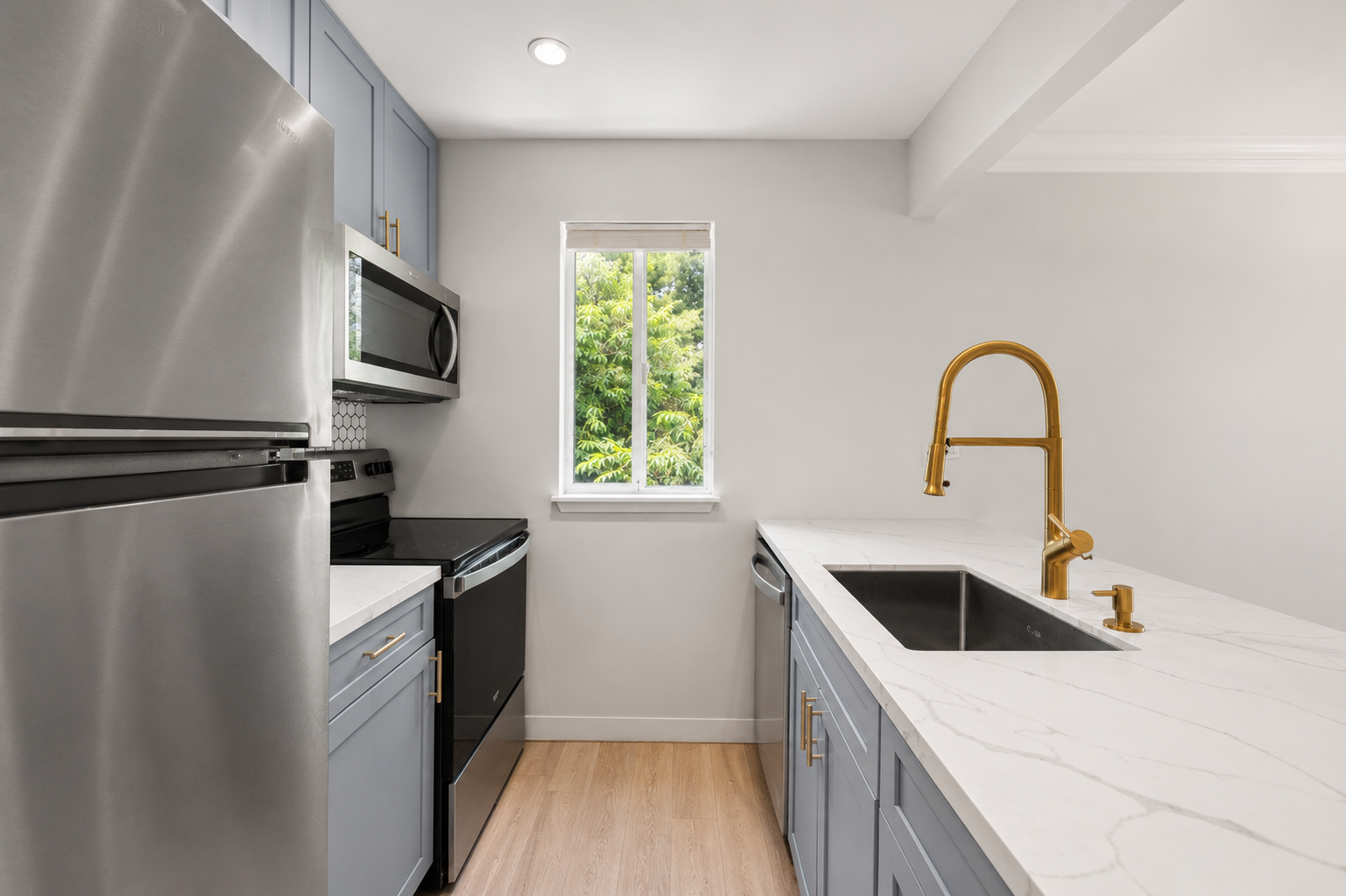 Kitchen area (photo taken 3 years ago; staging removed by AI)