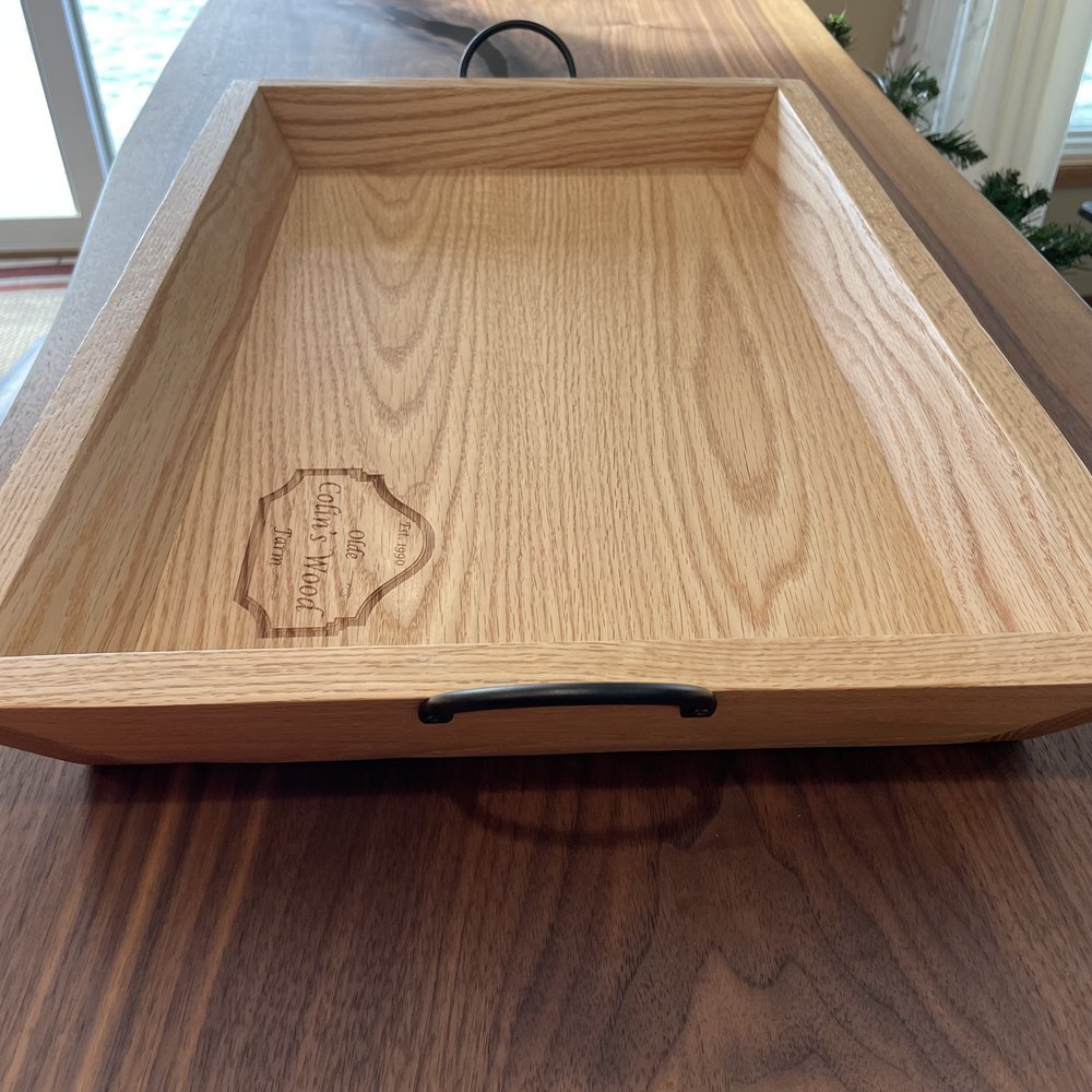 Red Oak Serving Tray with engraving