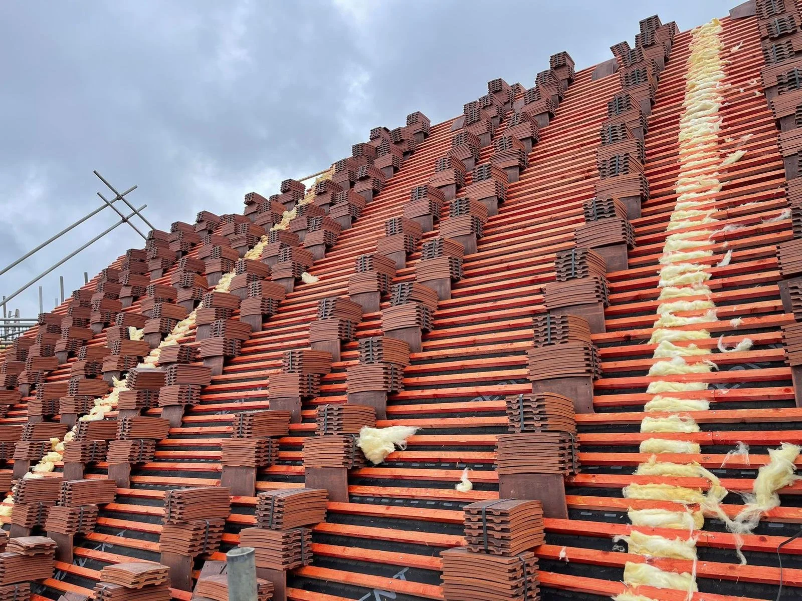 Roof tiles loaded for new development roof