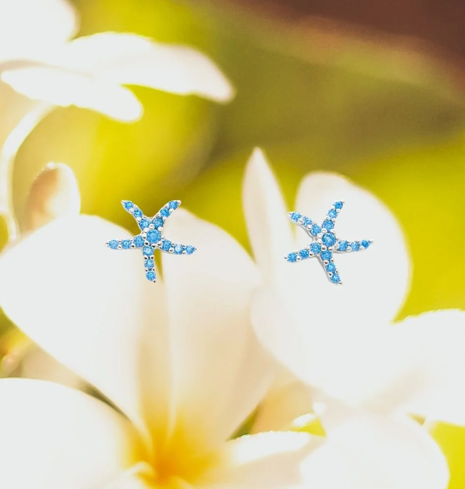 Blue Topaz Starfish Earrings