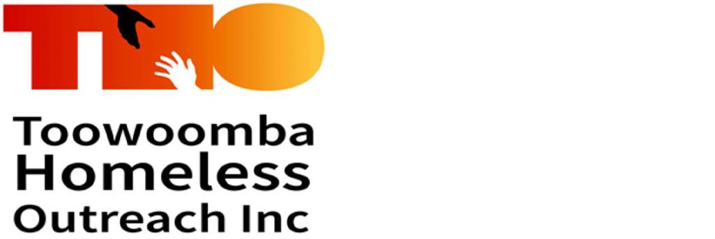 Logo of Toowoomba Homeless Outreach Inc, with stylized text and graphic elements.
