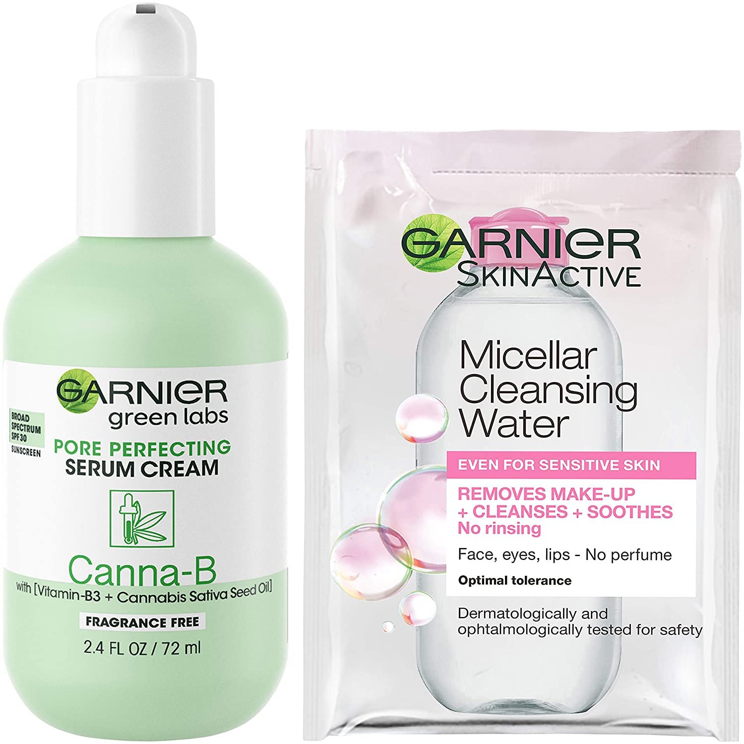 garnier skinsactive green labs canna b pore perfecting serum cream moisturizer fragrance free spf 30 and niacinamide vitamin b3 and cannnabis satvia seed oil.jpg