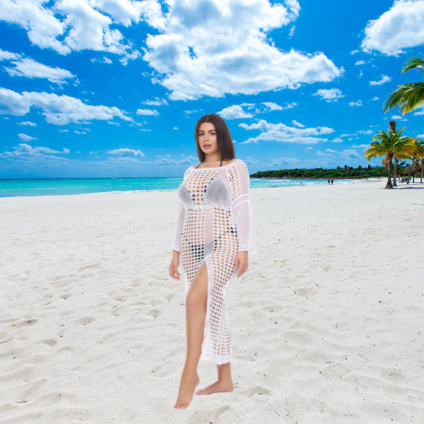 summer beach floral dress Crochet Maxi Cover-Up Dress main image 0