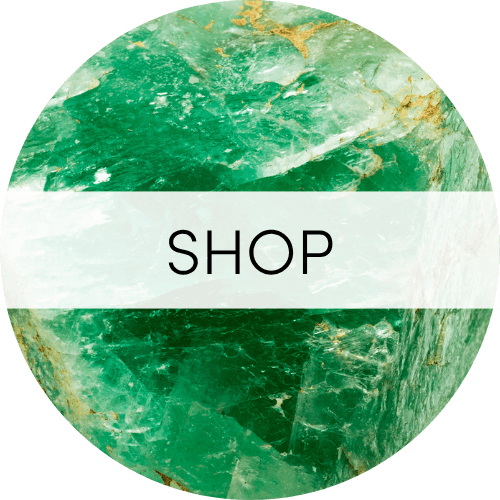 clickable image: green stone sphere with "shop" title
