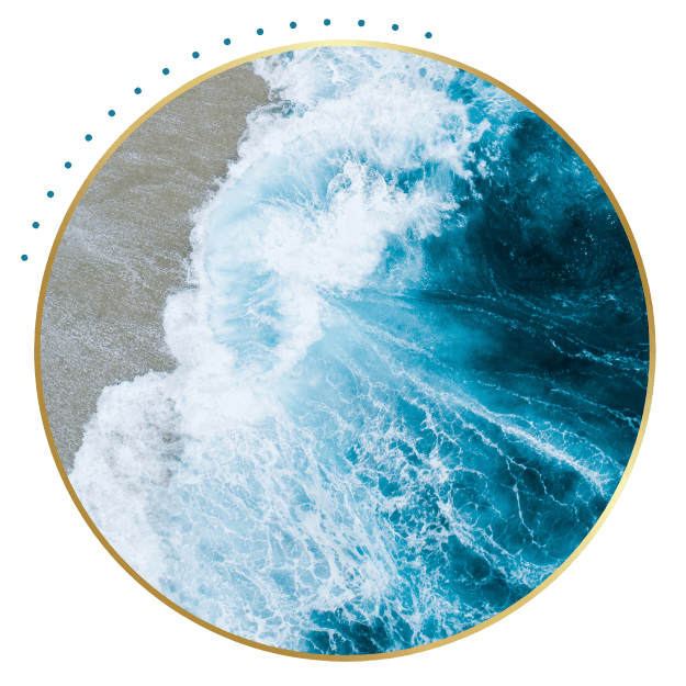 blue ocean waves and shore