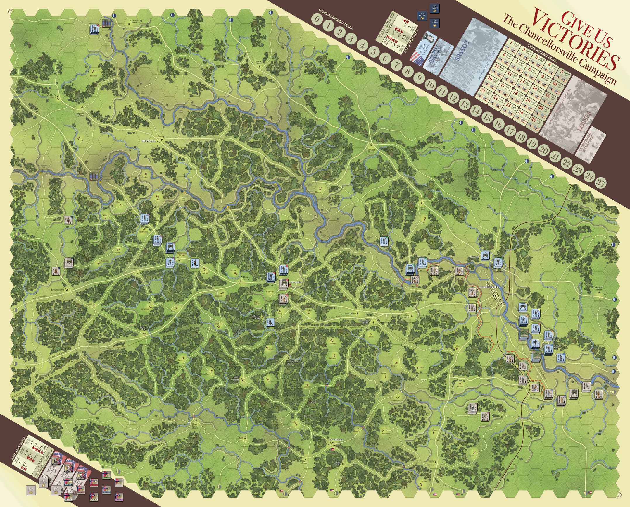 Screenshot of the map from Vassal at the end of the first few turns.