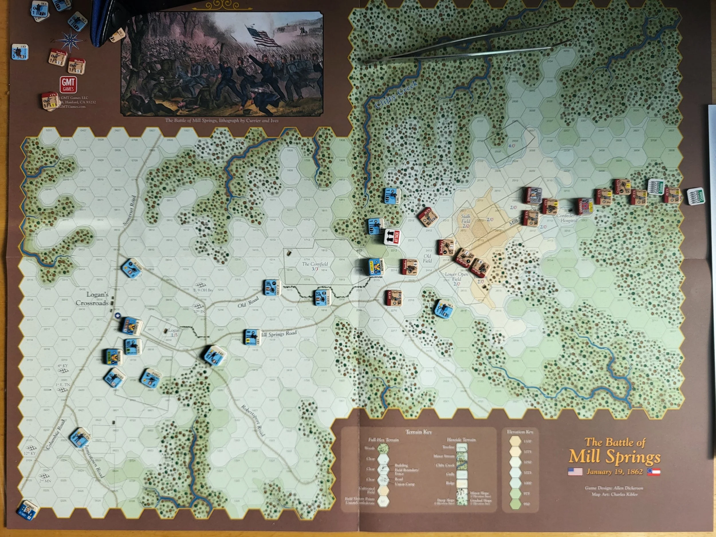 Photo of the Battle of Mill Springs after two turns