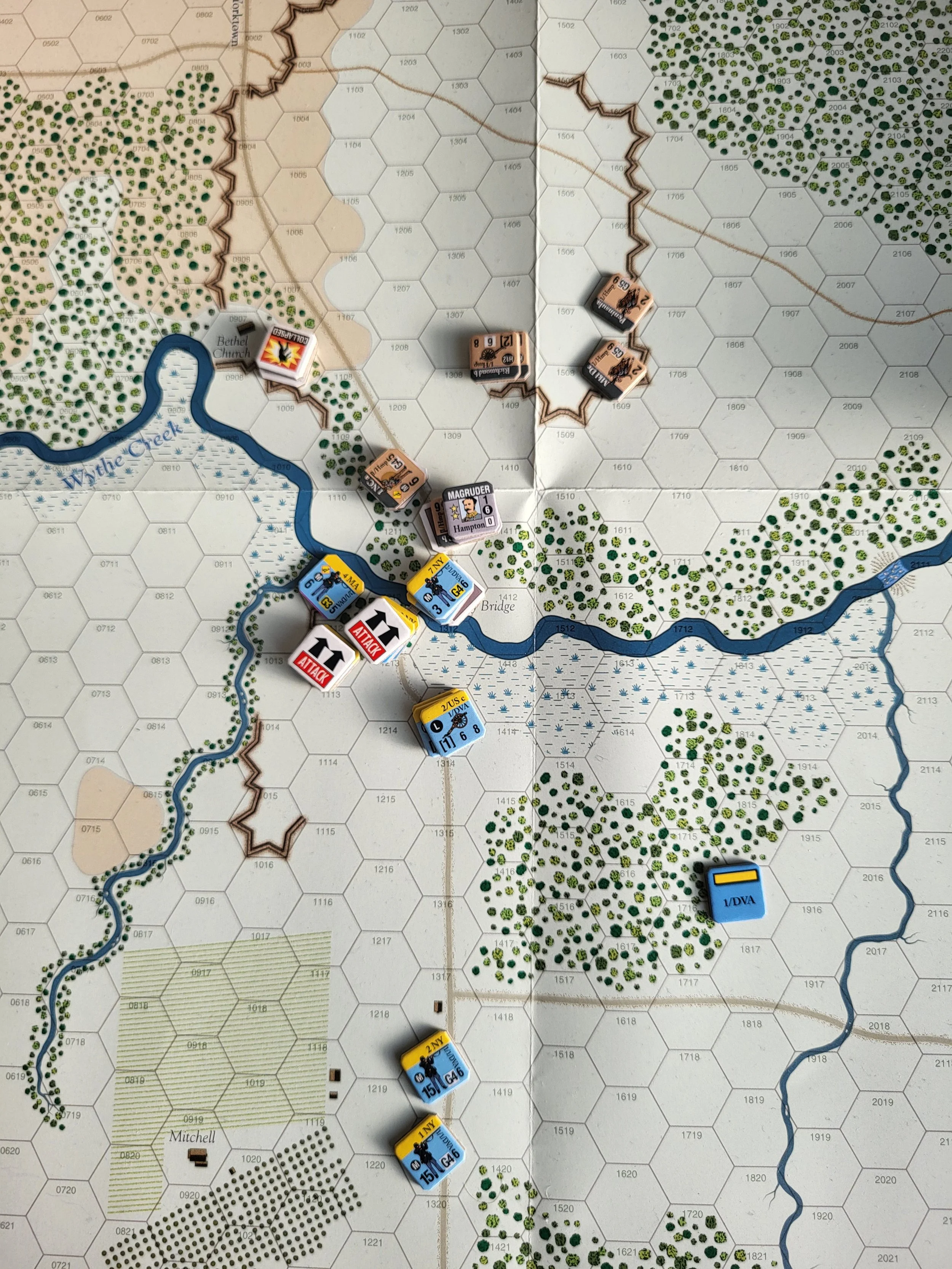 Close up of near the end of the Big Bethel scenario to show off the many, many markers that are used in GBACW