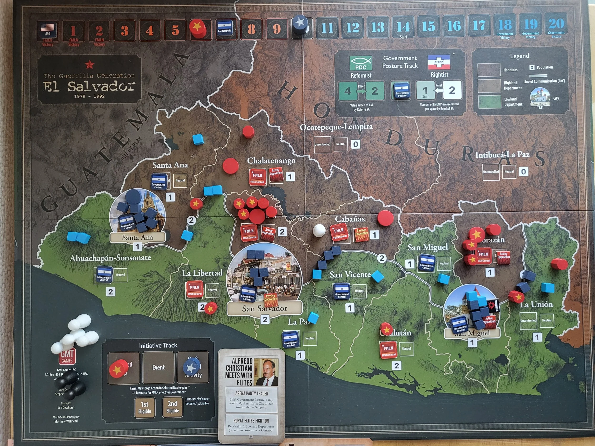 The map during a game of El Salvador about halfway through the game.