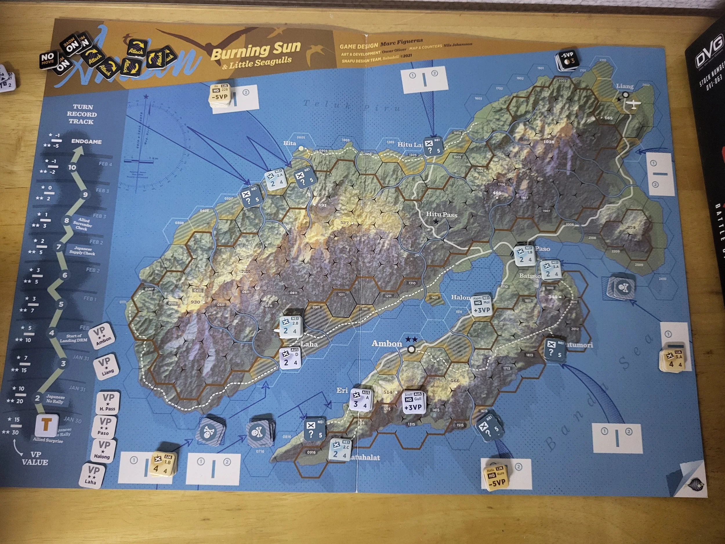 A photo of the initial game set up of Ambon